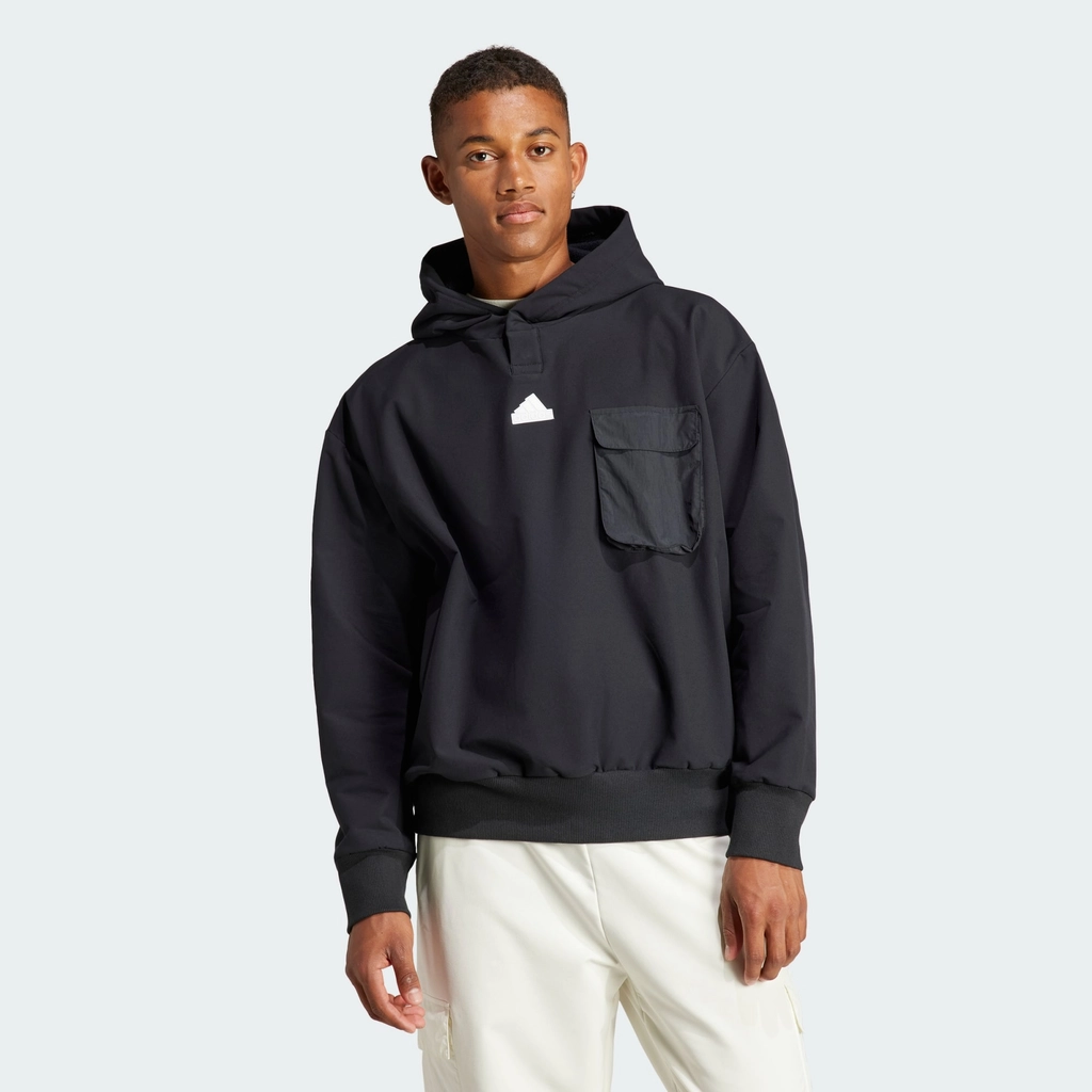 Adidas Originals Mens City Escape Premium Hoodie - Black Recycled Material - Size Small